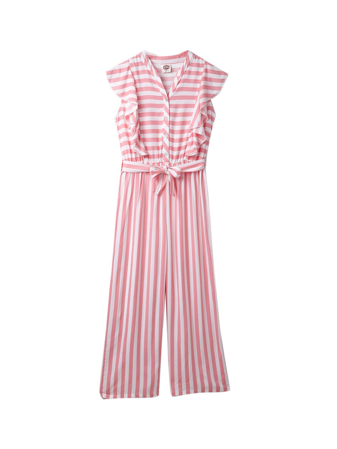 

Cub McPaws Girls Pink & White Striped Jumpsuit