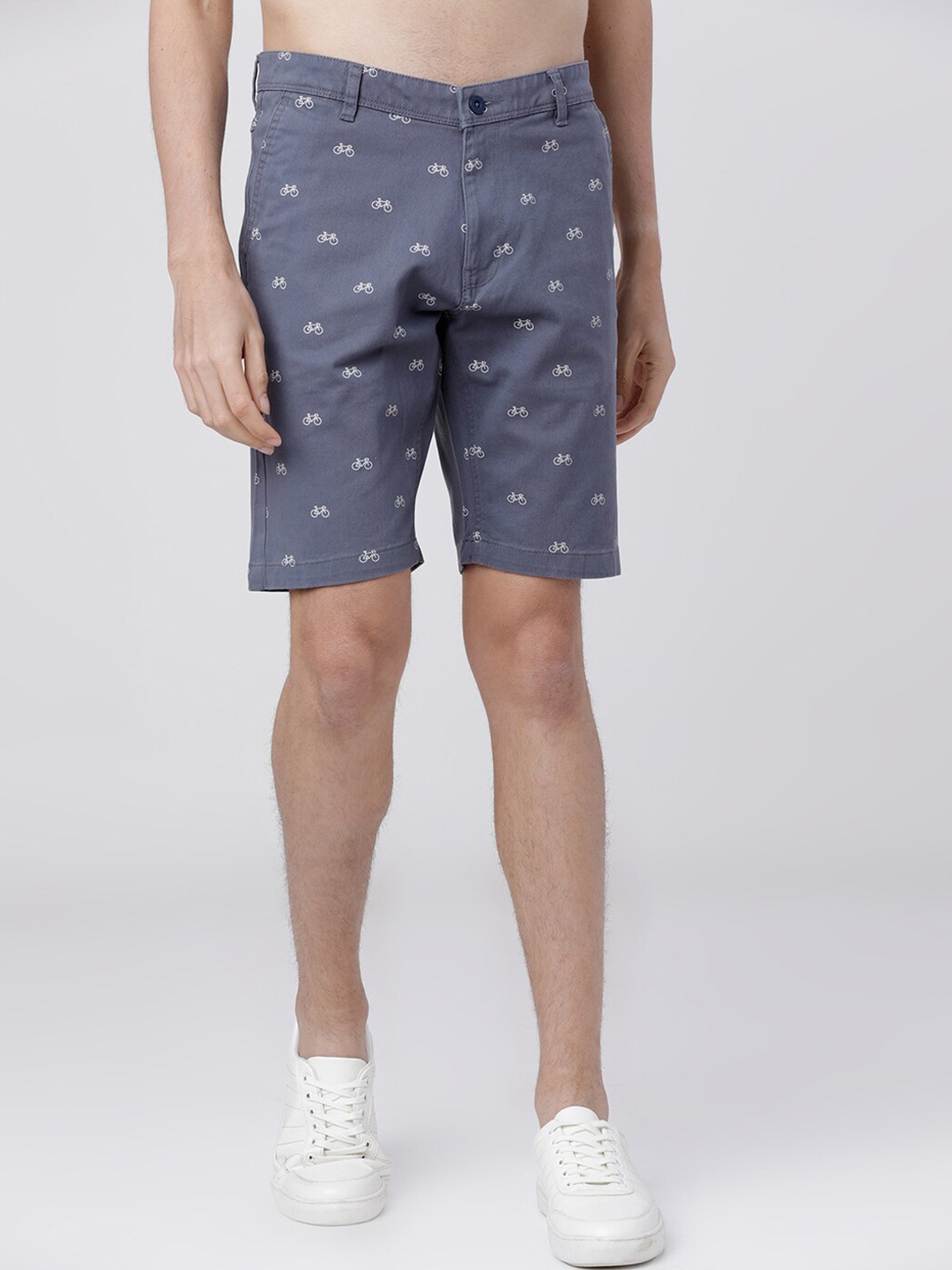 

HIGHLANDER Men Blue Printed Slim Fit Regular Shorts