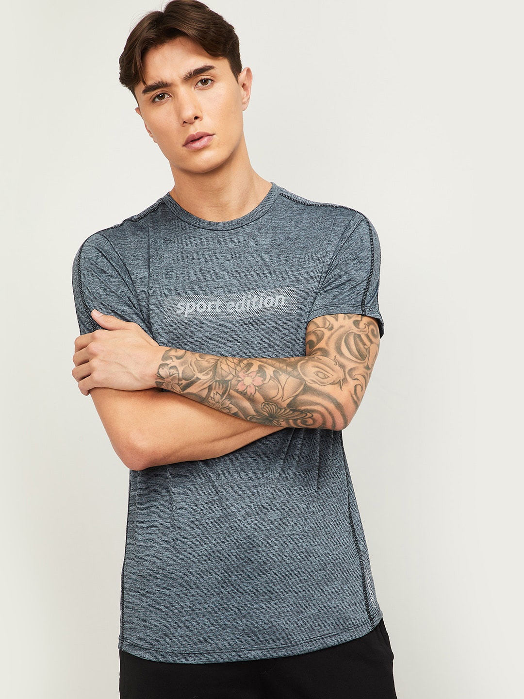 

Kappa Men Black Printed Round Neck T-shirt