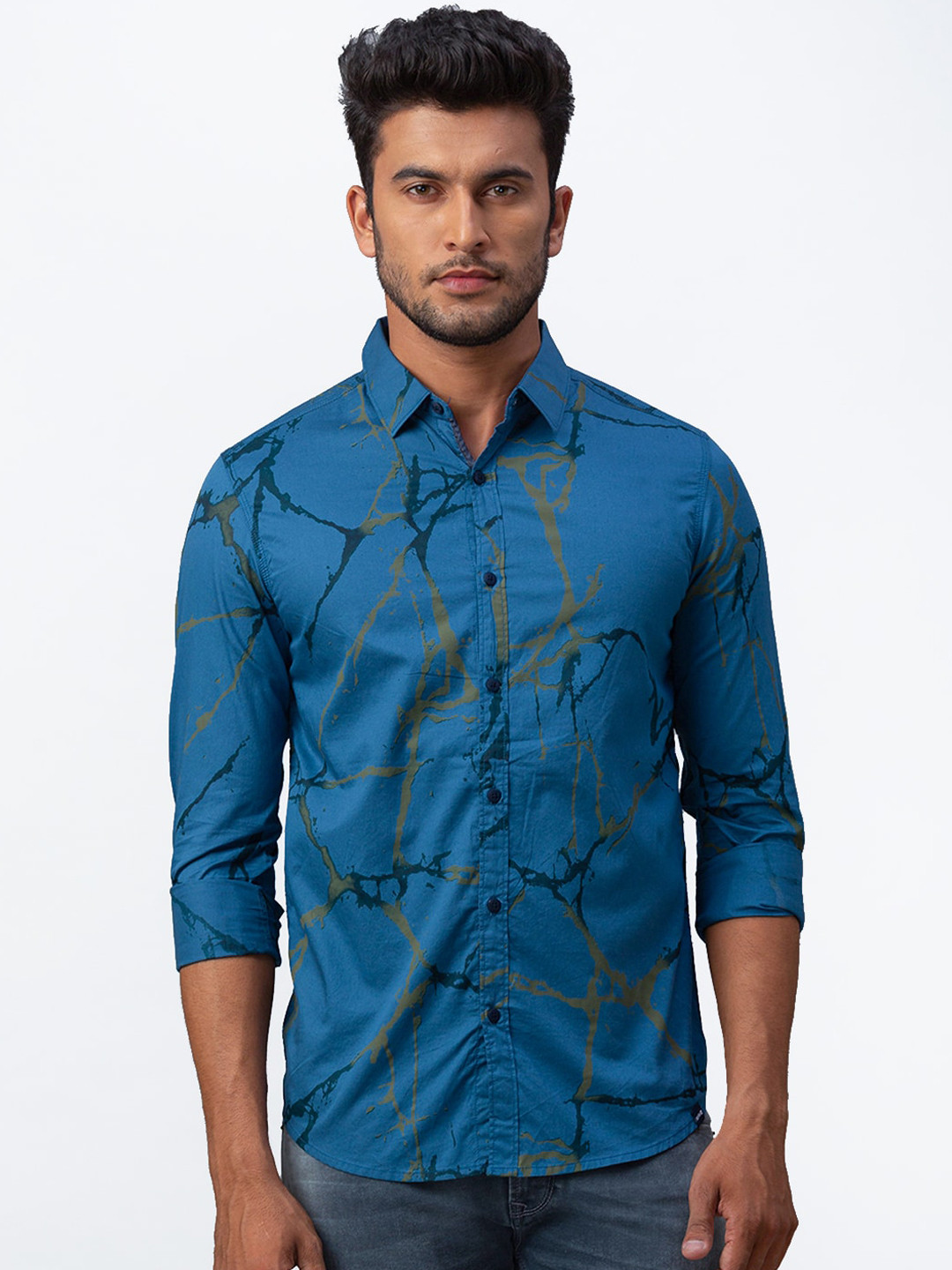 

SPYKAR Men Blue Slim Fit Printed Casual Shirt