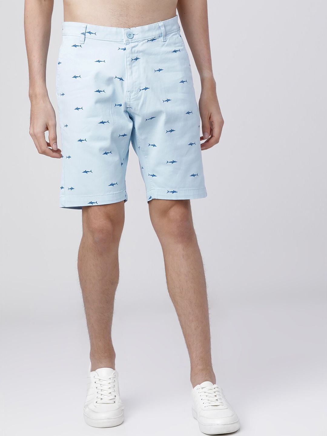 

HIGHLANDER Men Blue Printed Slim Fit Regular Shorts