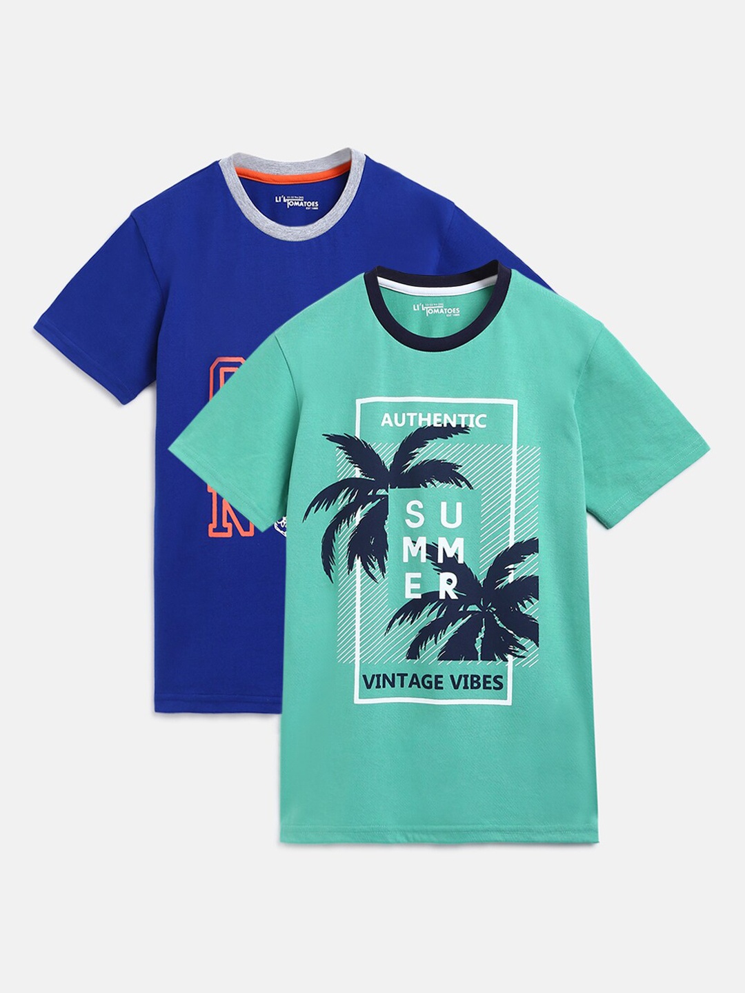 

Lil Tomatoes Boys Blue Printed Round Neck T-shirt