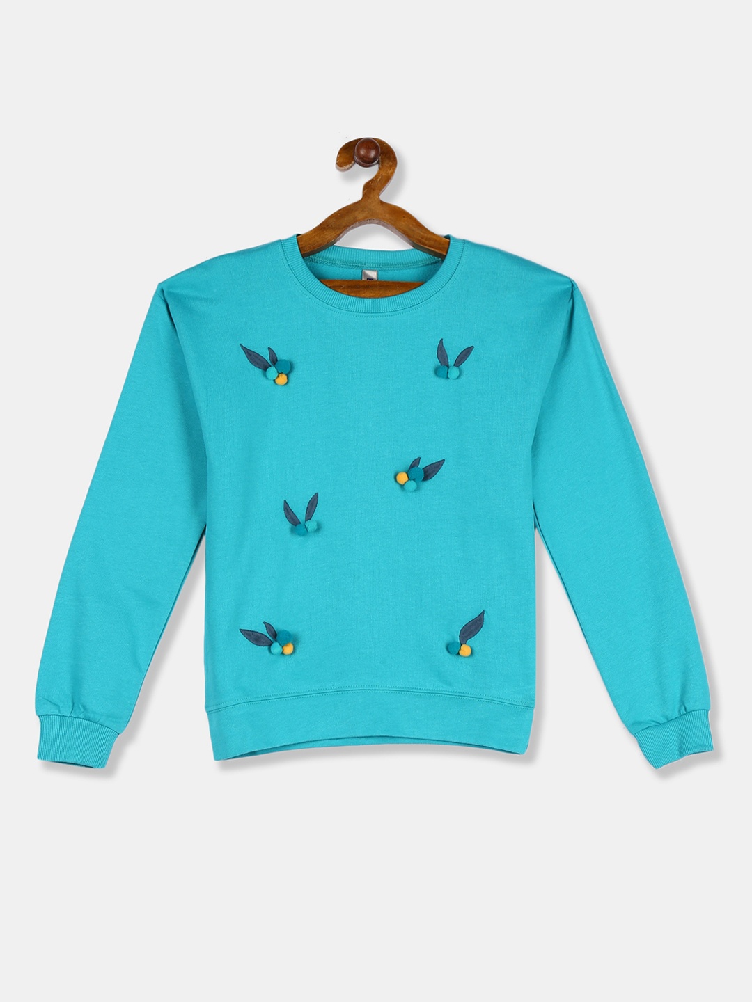 

Cherokee Girls Turquoise Blue Self Design Sweatshirt