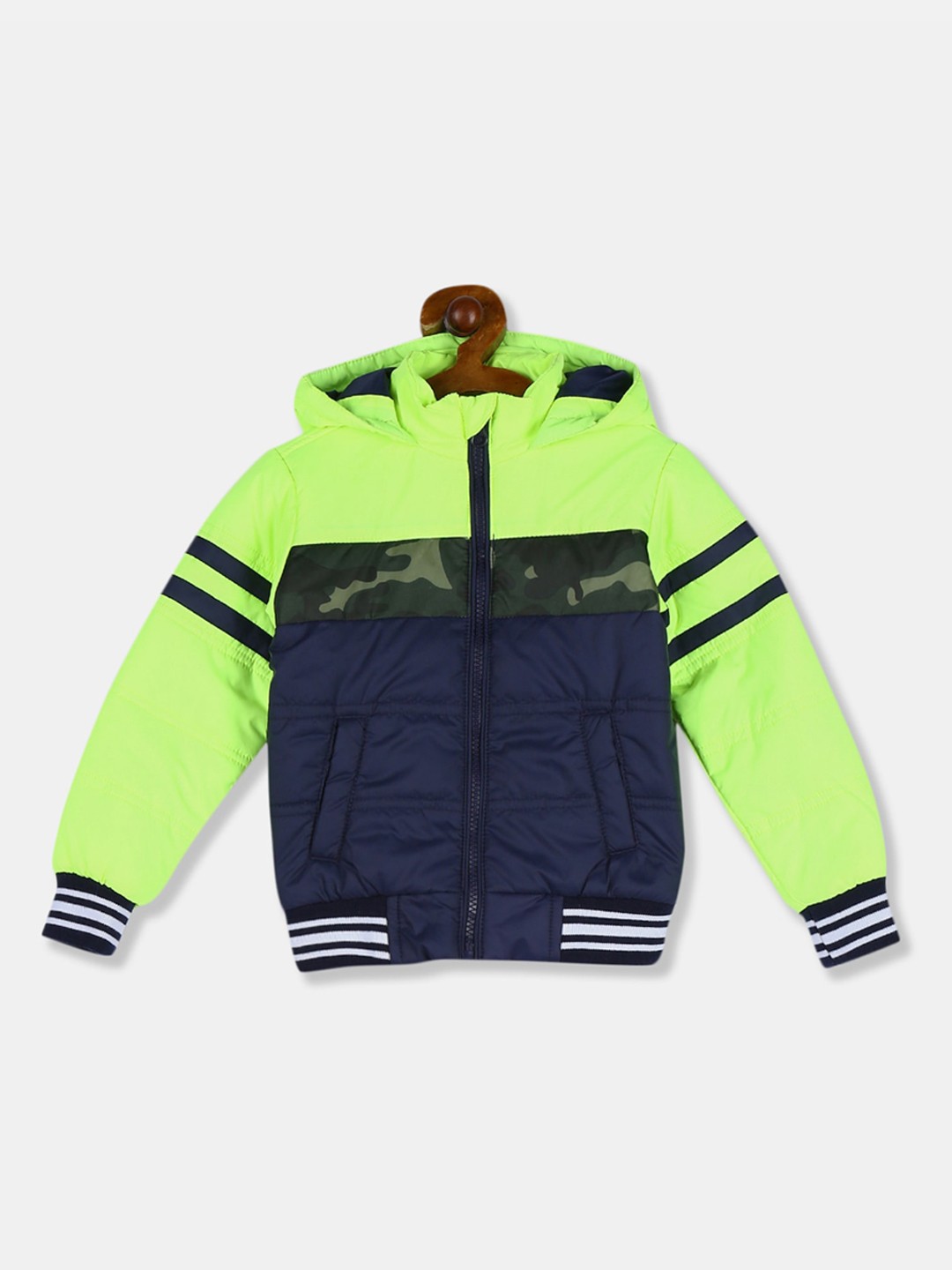 

Cherokee Boys Fluorescent Green Colourblocked Varsity Jacket