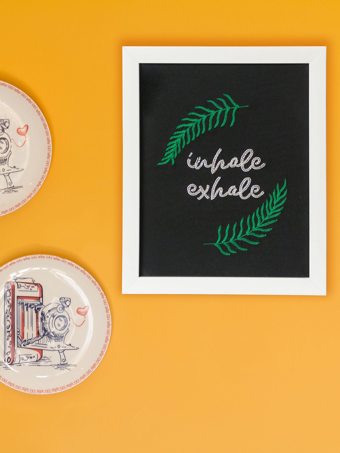 

BandBox White Inhale And Exhale Embroidered Wall Photo Frame