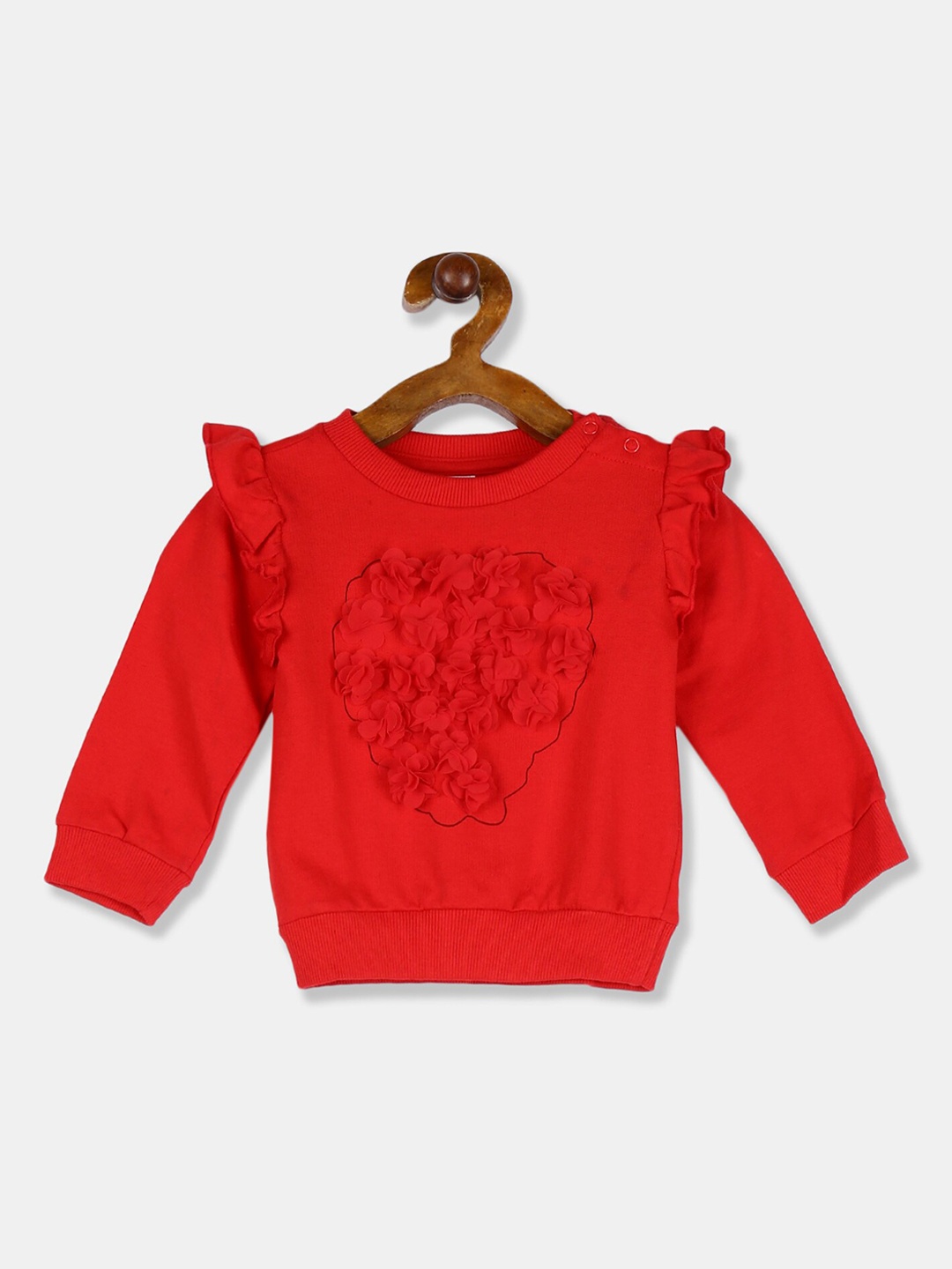 

Donuts Girls Red Self Design Sweatshirt