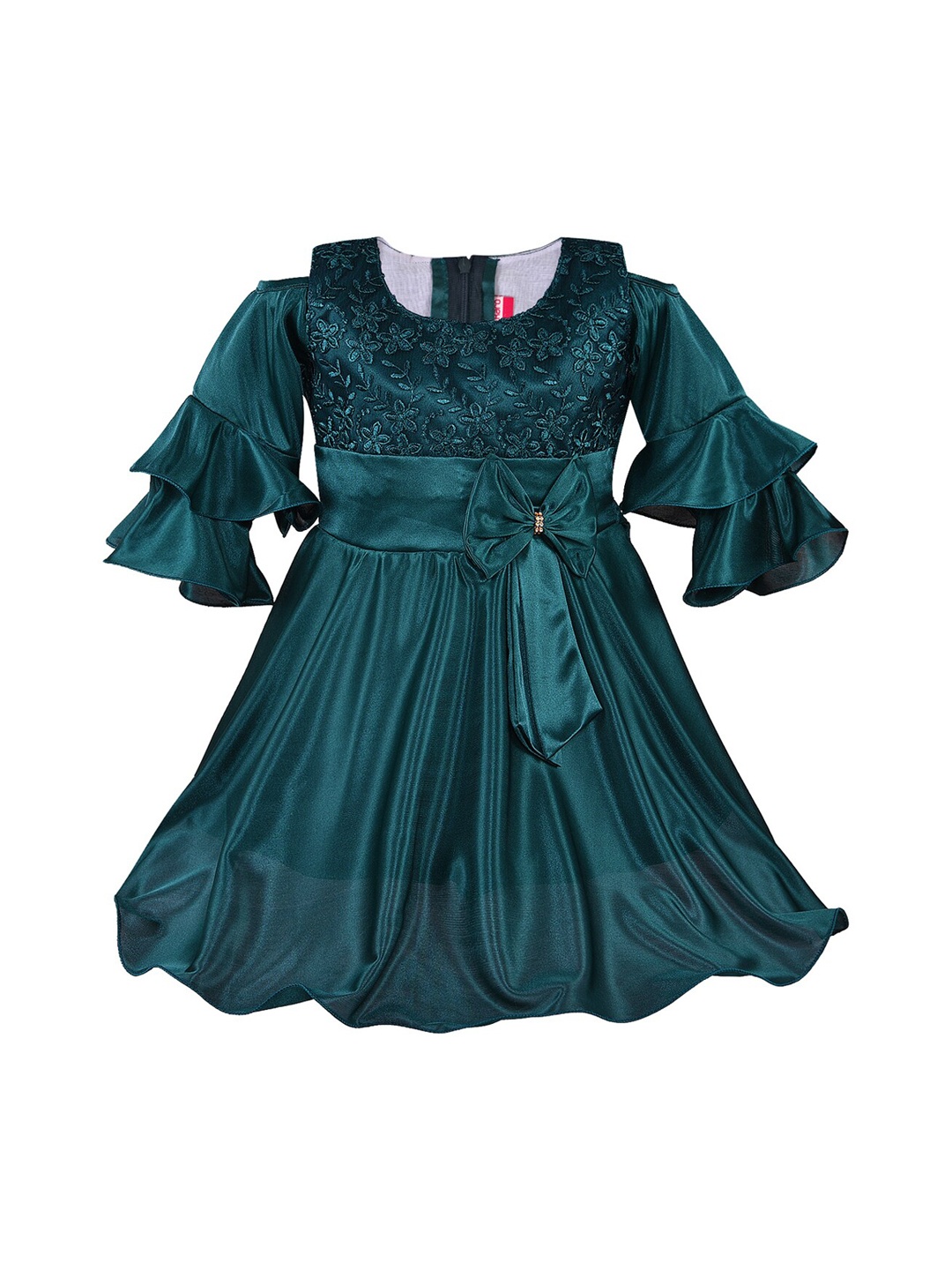 

Wish Karo Girls Green Embellished Fit and Flare Dress