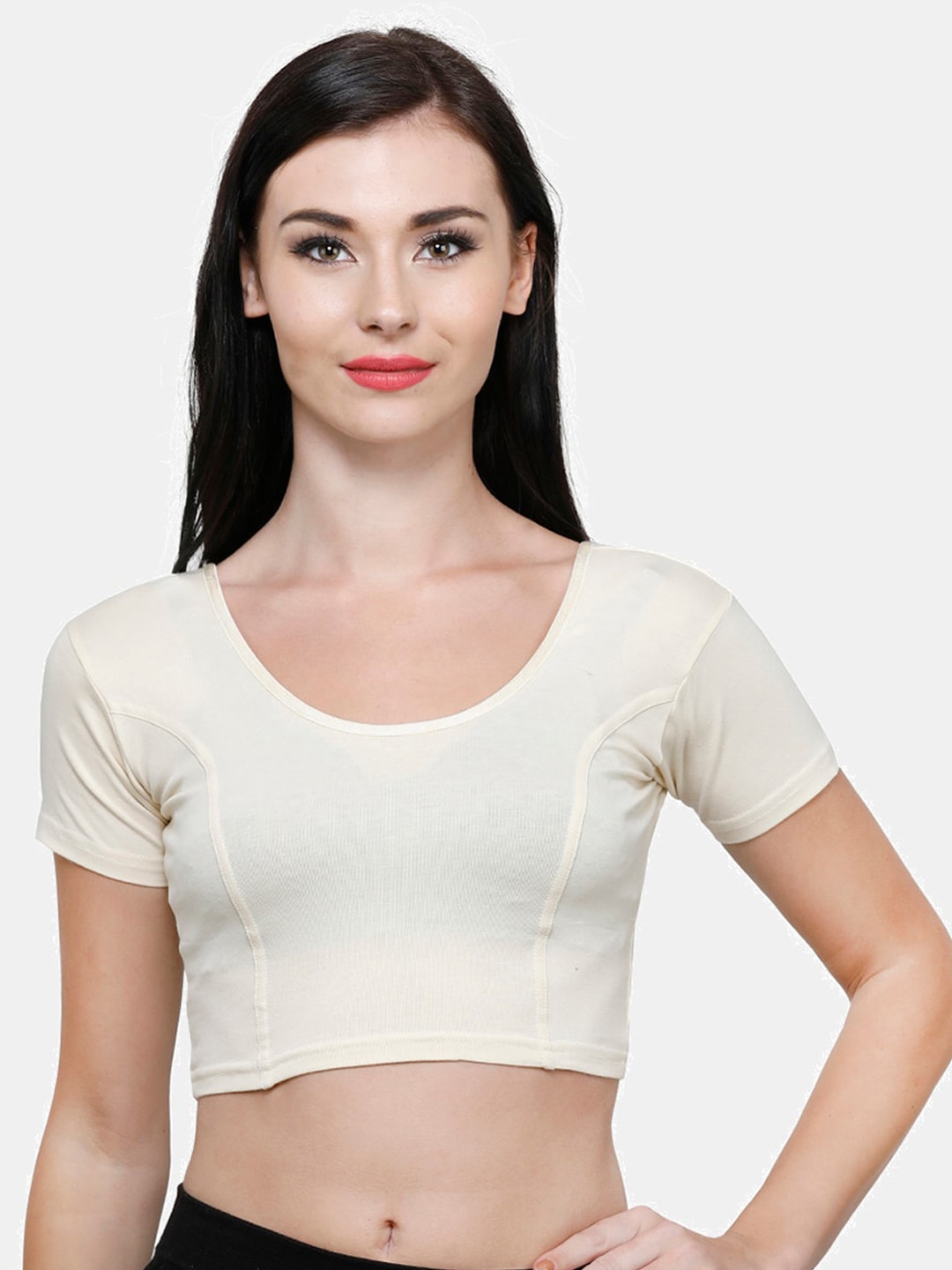 

Vami Women Off-White Solid Stretchable Saree Blouse