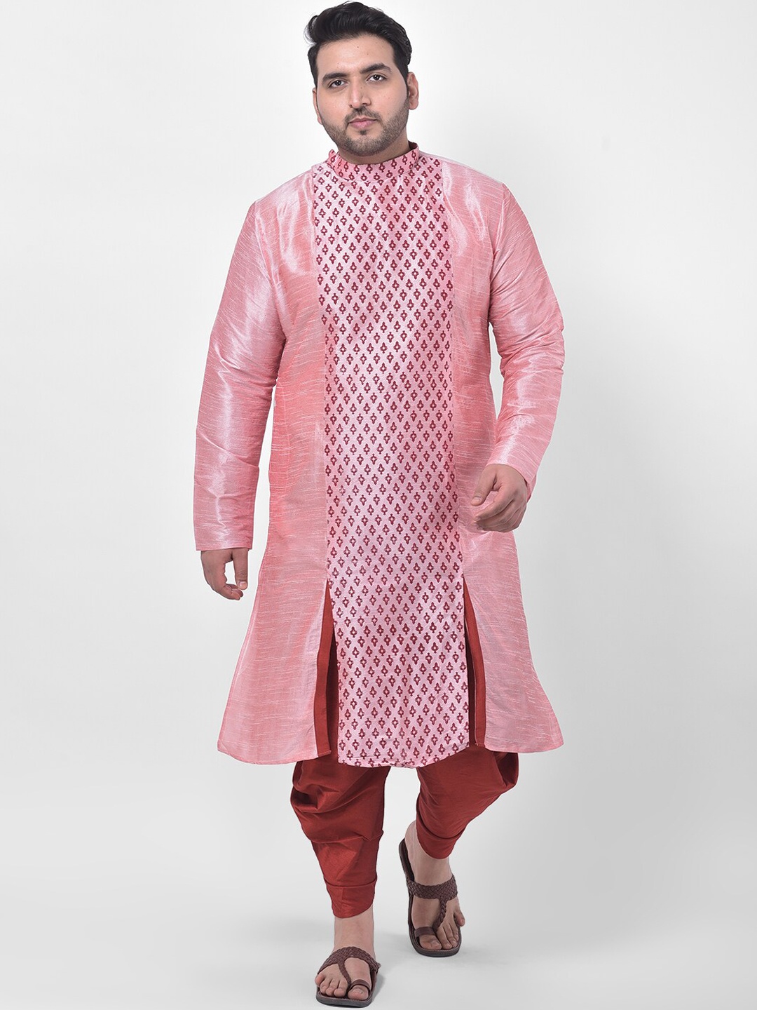 

DEYANN PLUS Men Pink Ethnic Motifs Kurta