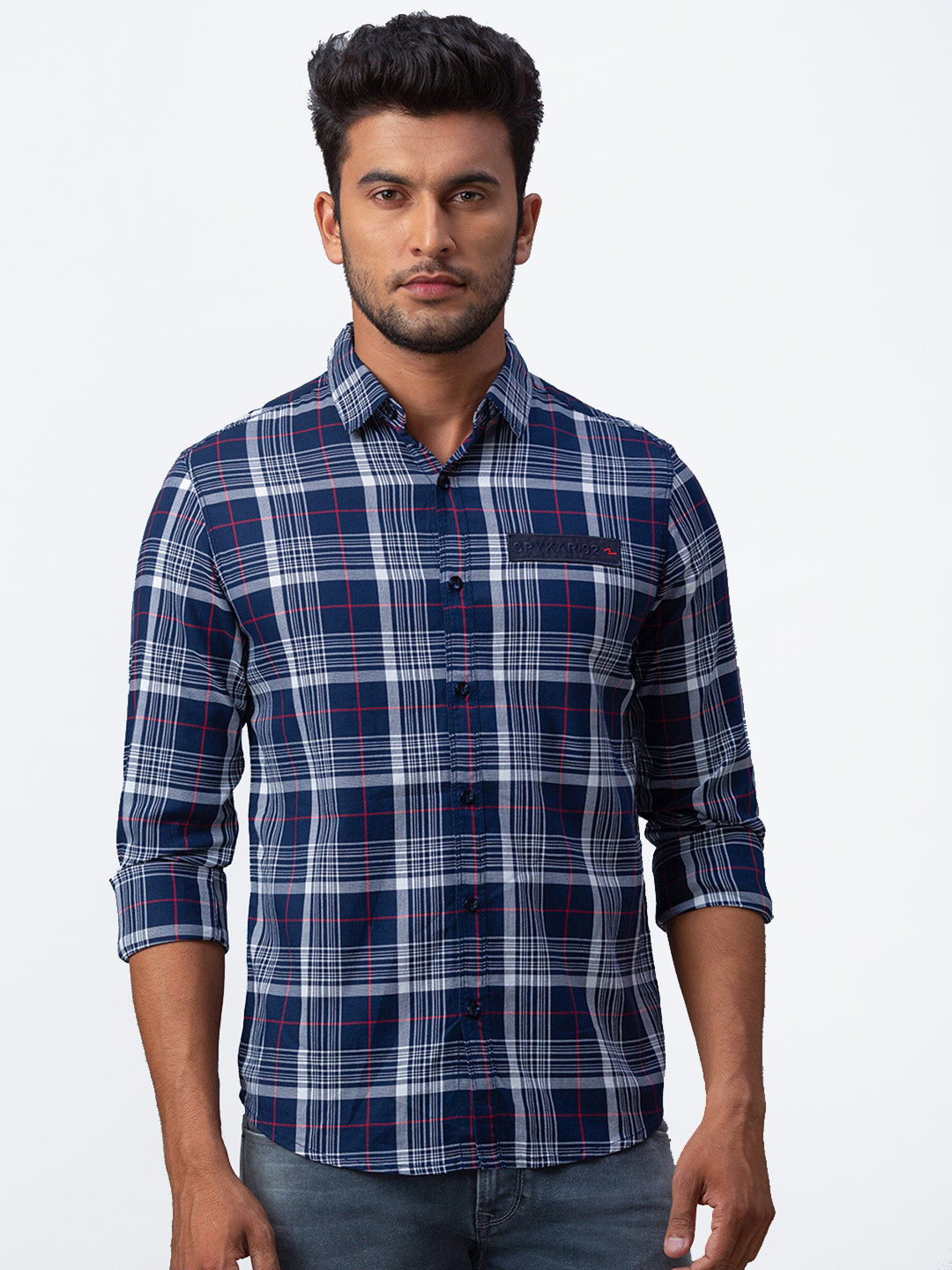 

SPYKAR Men Blue Slim Fit Checked Casual Shirt