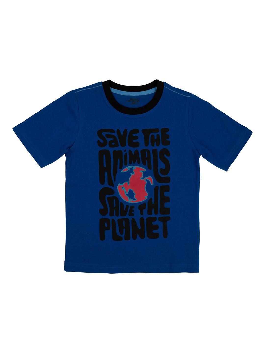 

UNDER FOURTEEN ONLY Boys Blue Printed Round Neck T-shirt