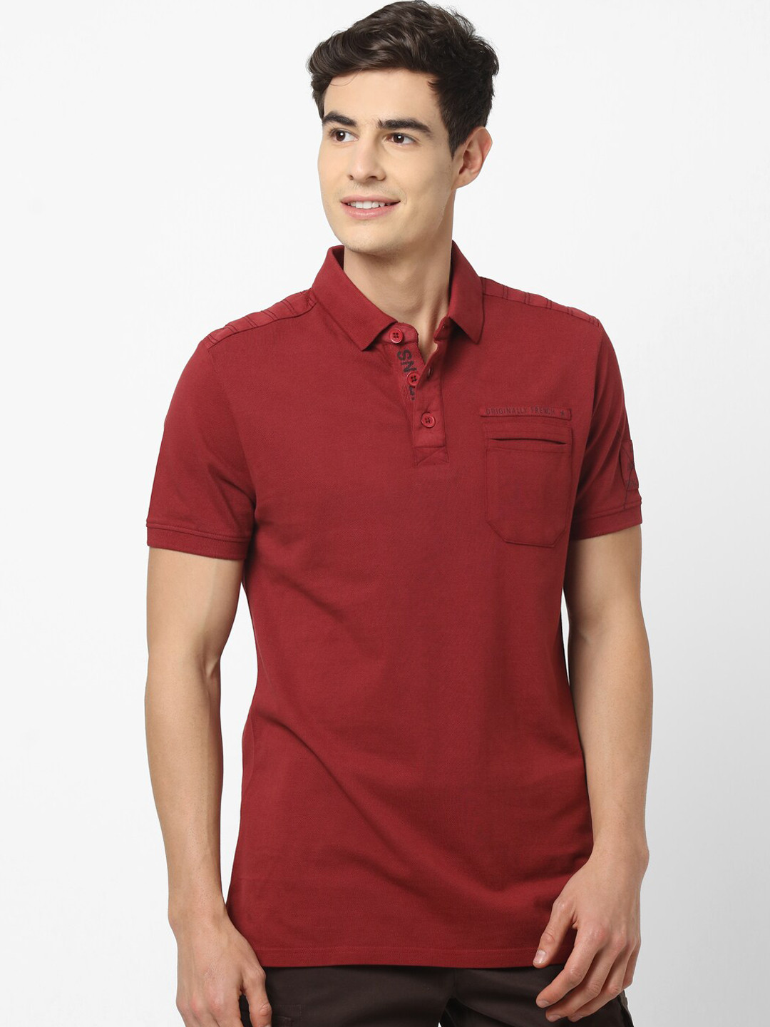 

Celio Men Red Solid Polo Collar T-shirt