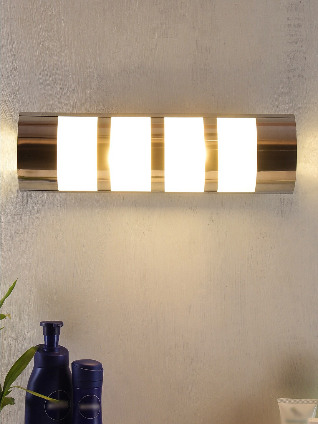 

Devansh Sliver-Toned Steel Stripes Bathroom Light, Silver