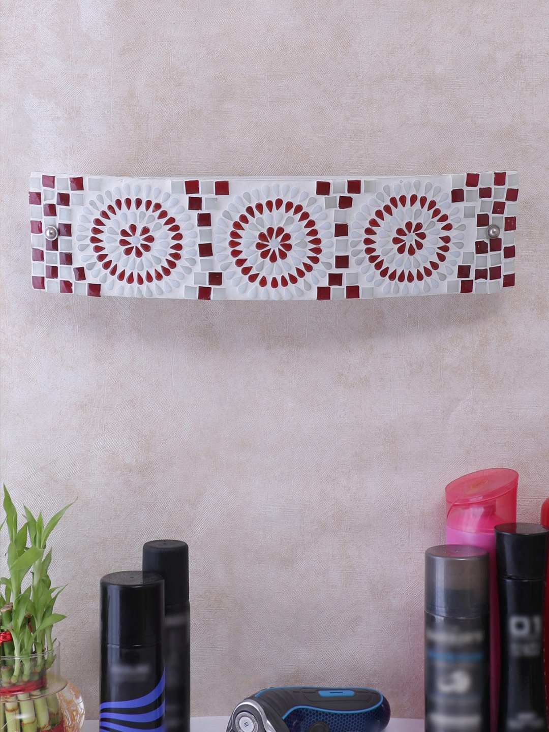 

Devansh Multicoloured Textured Mosaic Glass Bathroom Light, Multi