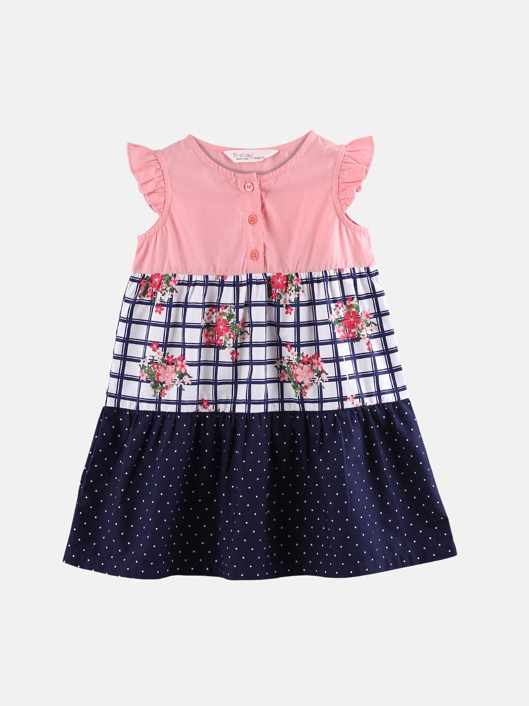 

Beebay Girls Multicoloured Checked Fit and Flare Dress, Multi