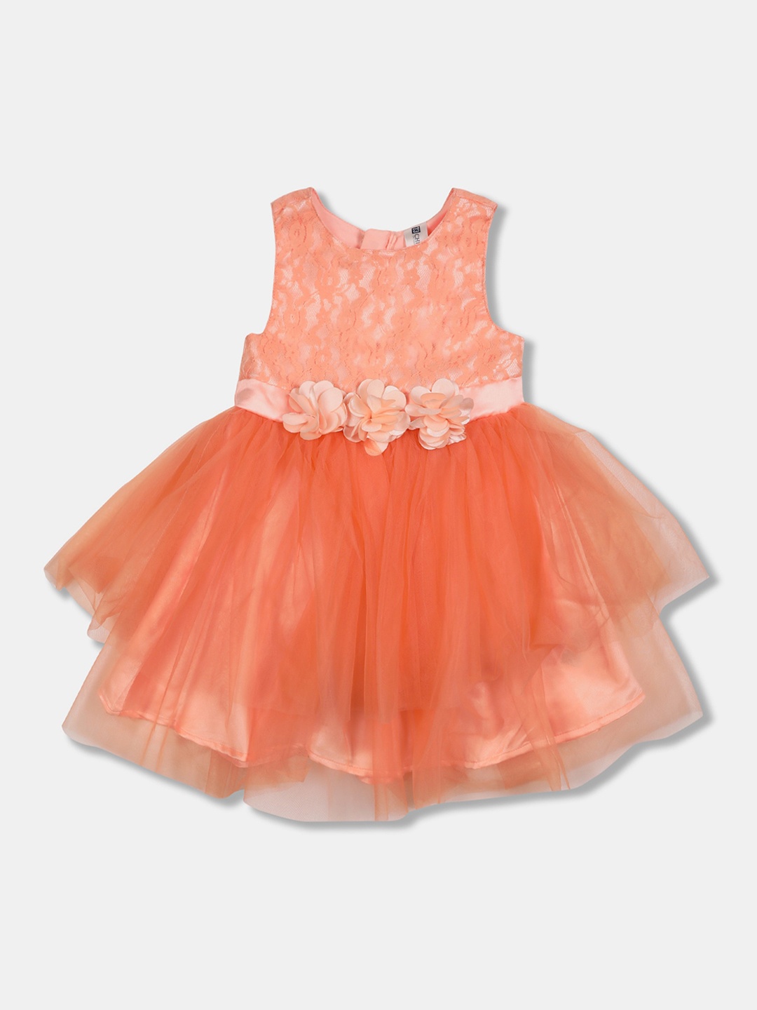 

Cherokee Girls Peach-Coloured Solid Fit and Flare Dress