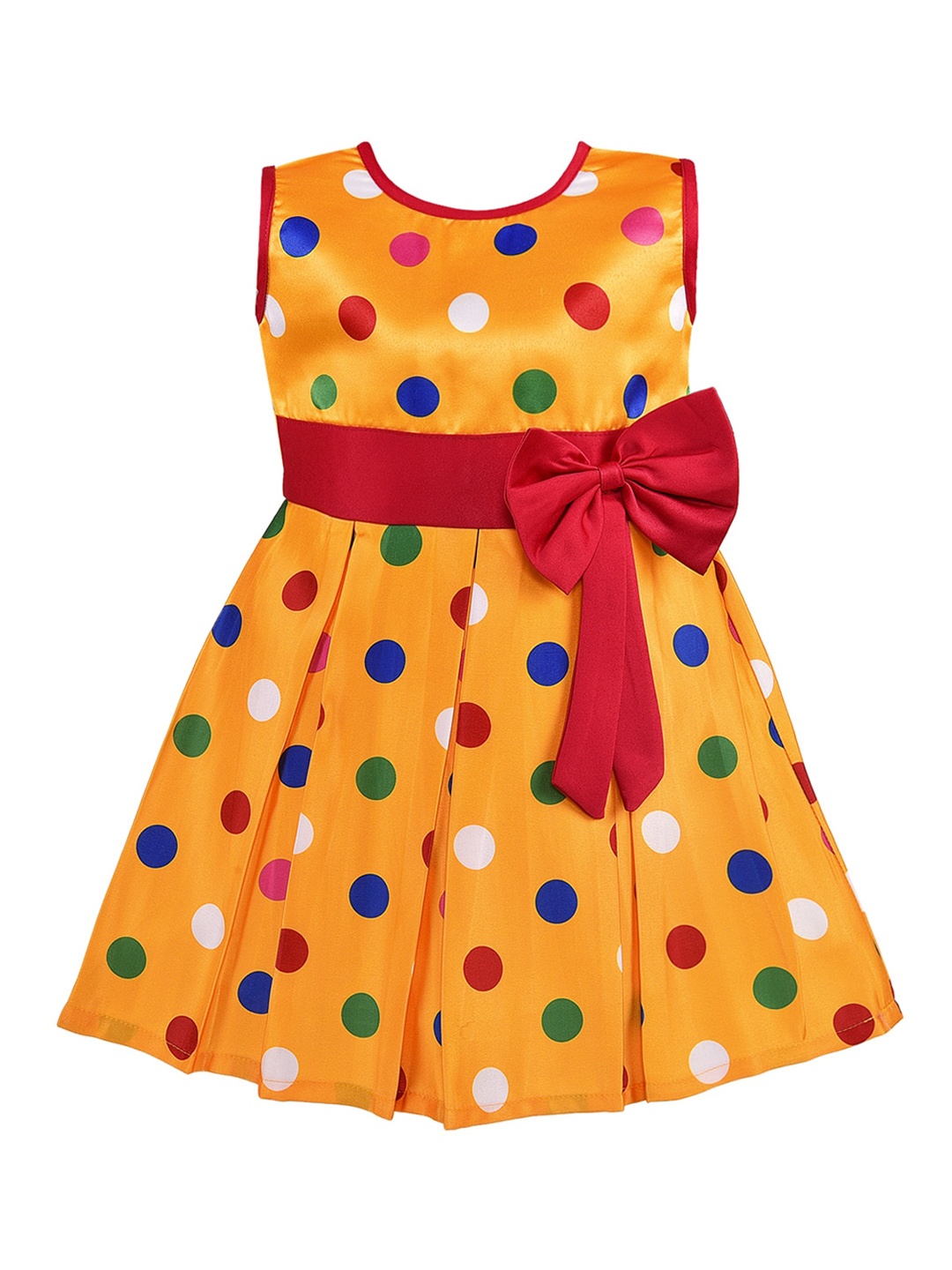 

Wish Karo Girls Yellow Printed Fit and Flare Dress