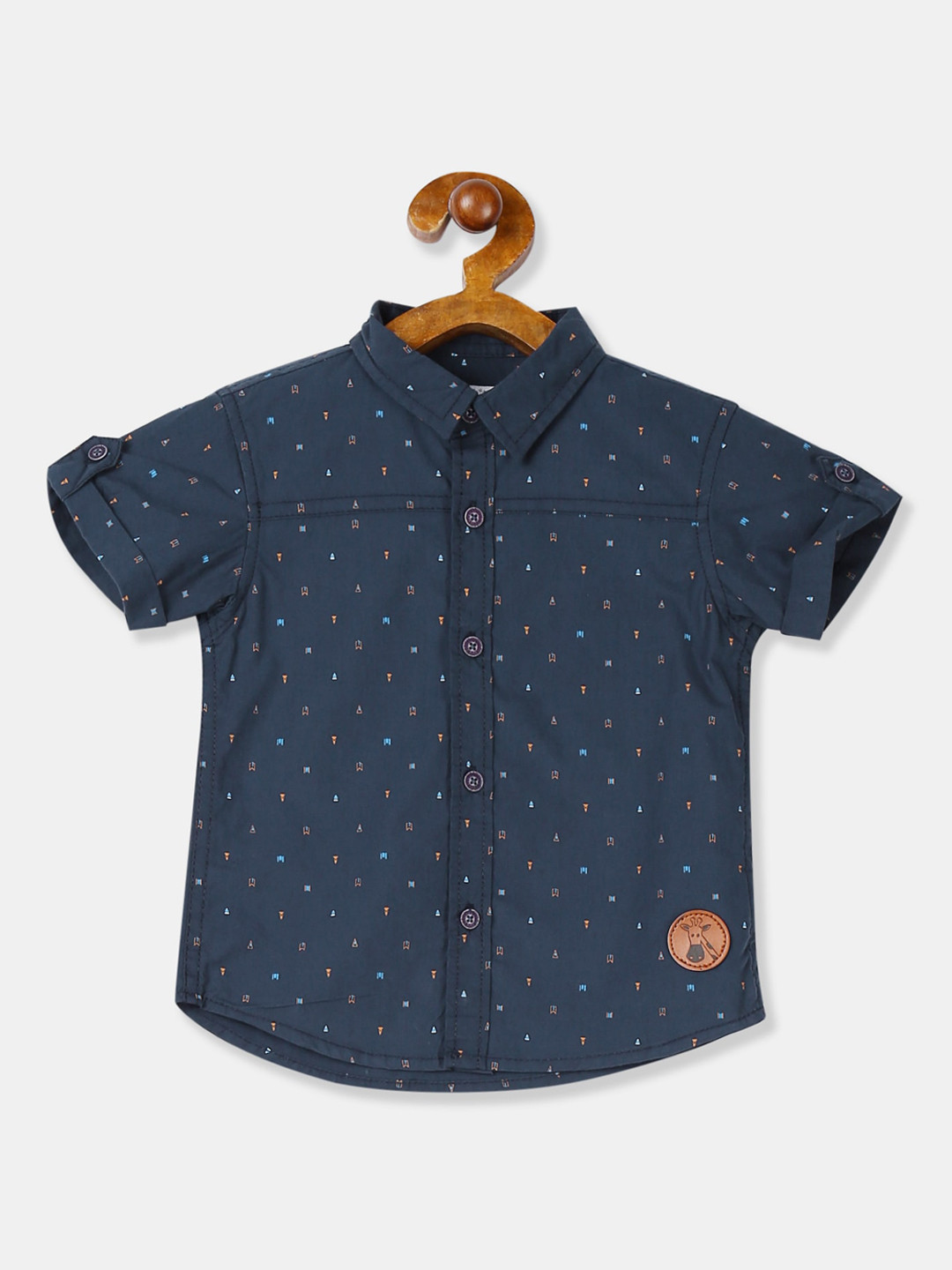 

Donuts Boys Navy Blue Regular Fit Printed Casual Shirt