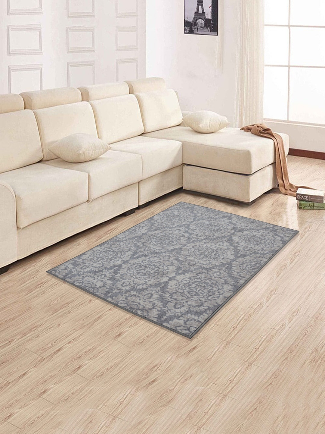

RUGSMITH Grey Ethnic Motifs Printed Anti-Skid Carpet
