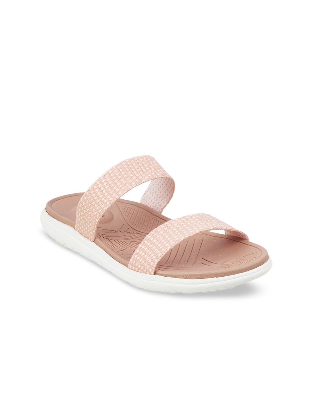 

Mochi Women Peach-Coloured Textured Open Toe Flats