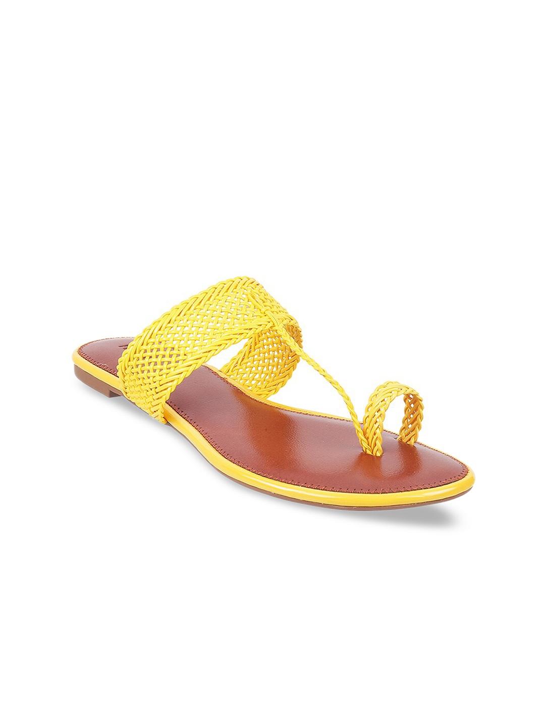 

Mochi Women Yellow Solid One Toe Flats