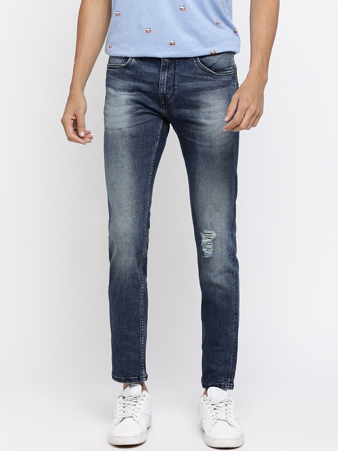 

Pepe Jeans Men Navy Blue Slim Fit Low-Rise Mildly Distressed Jeans