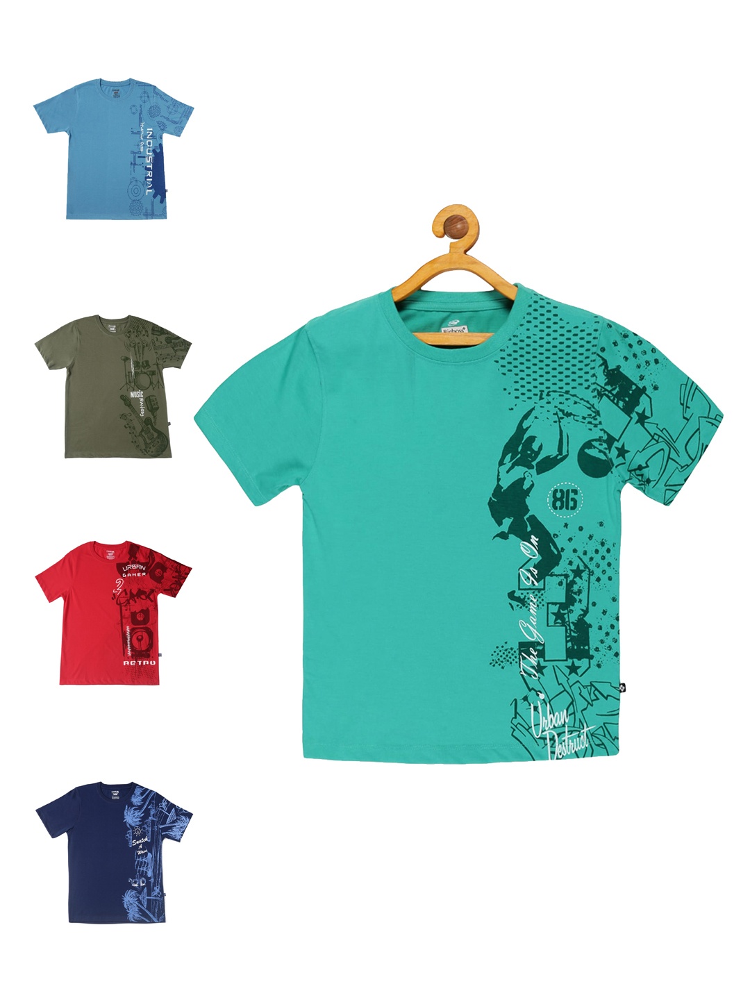 

Dollar Boys Multicoloured Printed Round Neck T-shirt, Multi