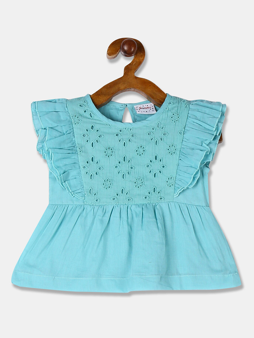 

Donuts Girls Blue Flutter Sleeves Cinched Waist Top