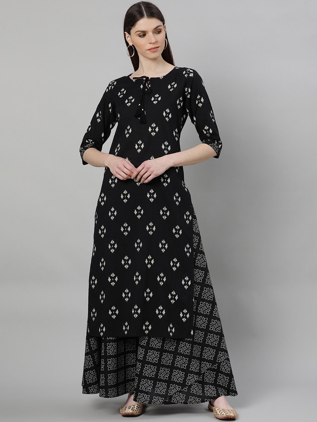 

Gerua By Libas Women Black Printed Kurta with Skirt