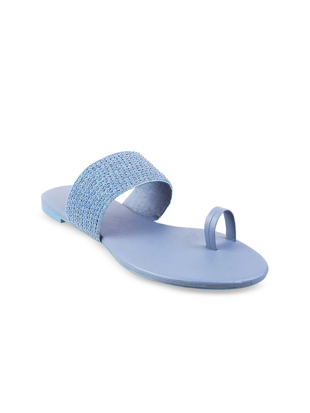 

Mochi Women Blue Embellished One Toe Flats