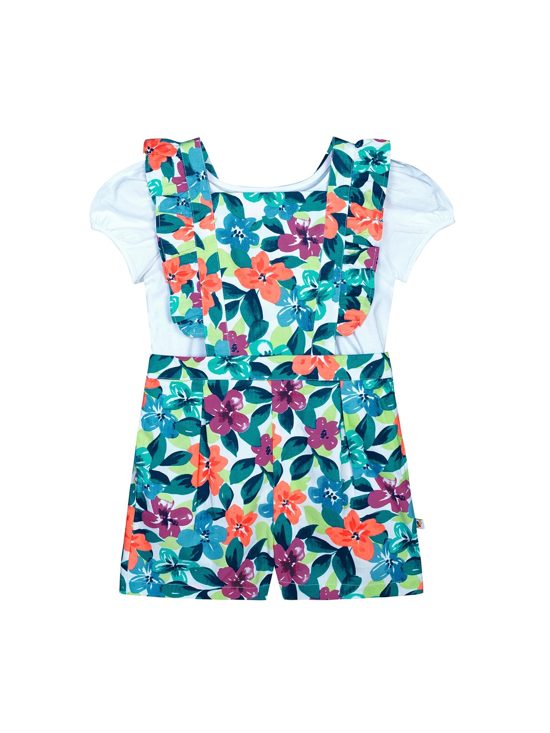 

Budding Bees Girls Blue & Pink Solid T-shirt with Shorts