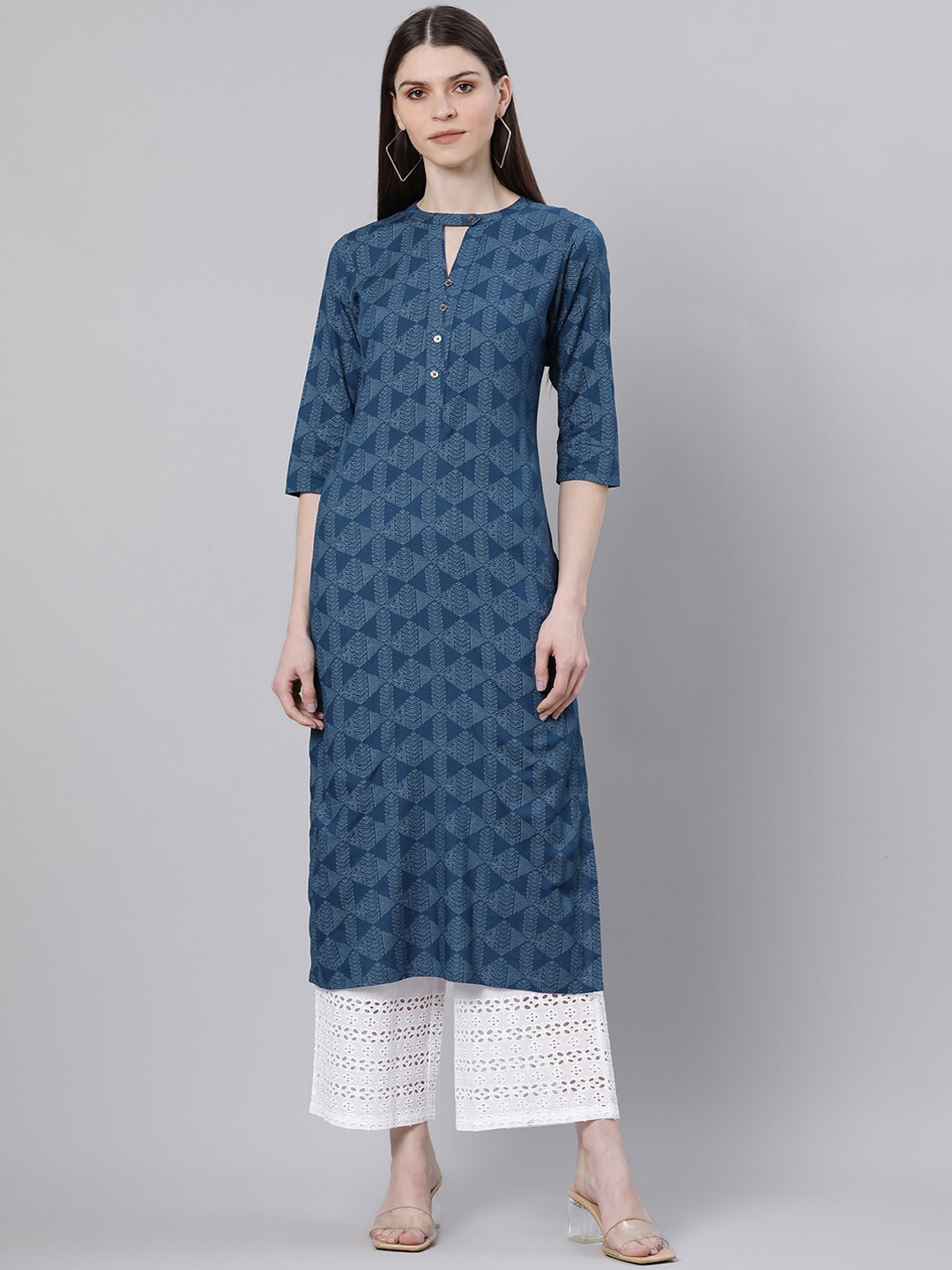 

Gerua women blue floral printed kurta
