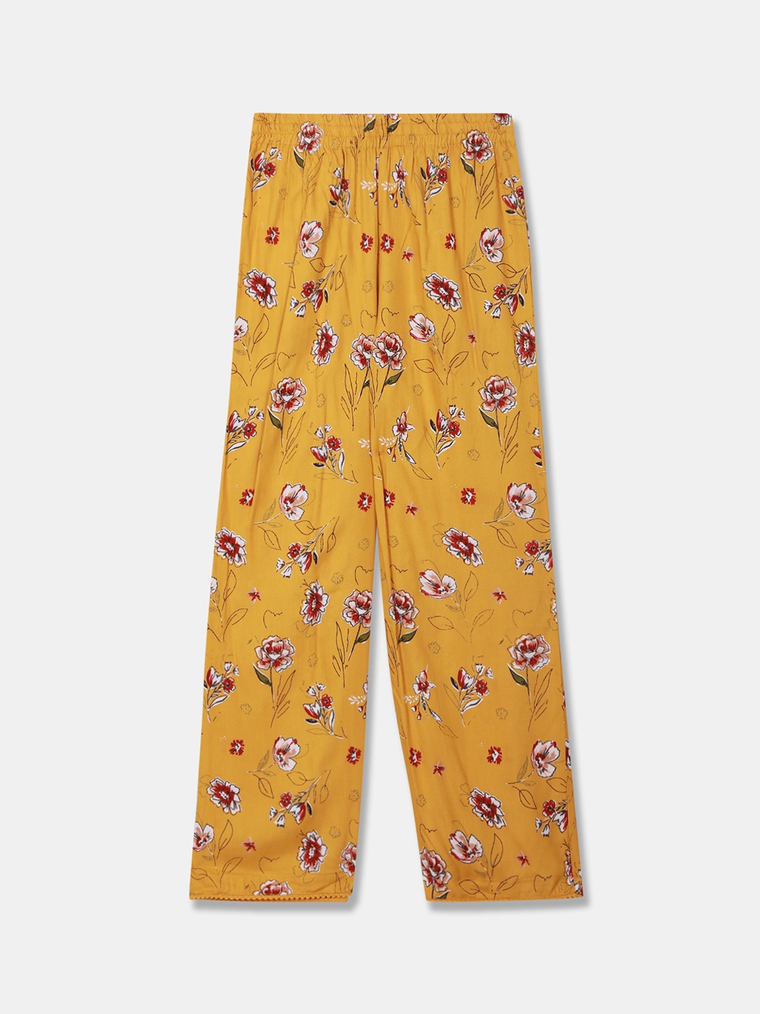 

Cherokee Girls Mustard Regular Fit Printed Regular Trousers