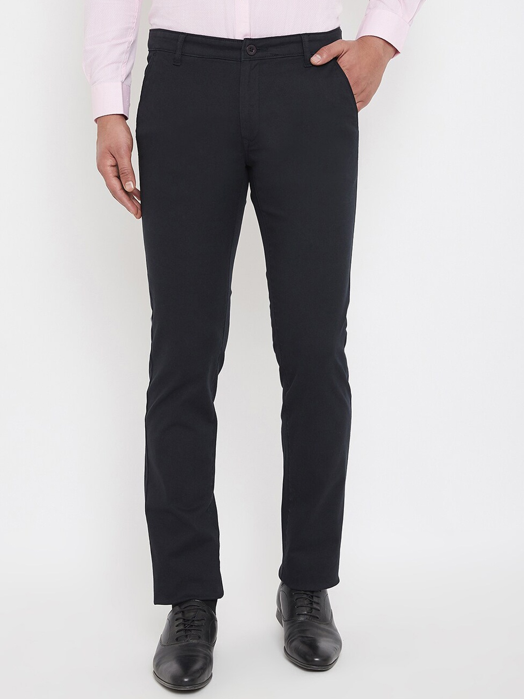 

Canary London Men Navy Blue Slim Fit Solid Formal Trousers