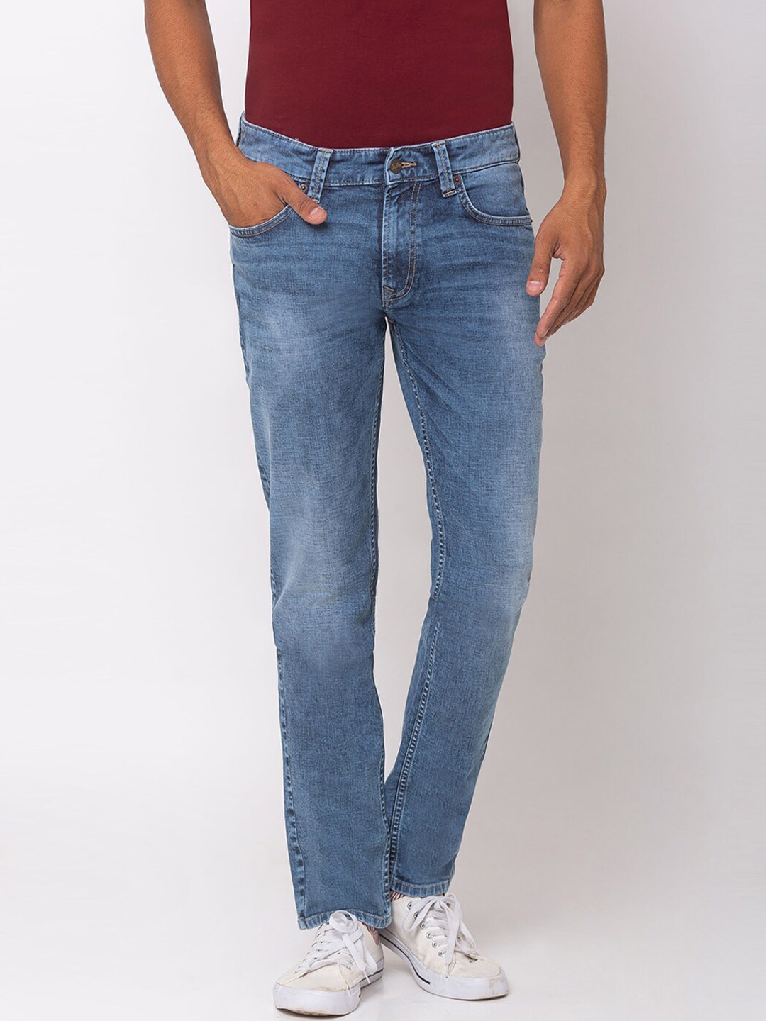 

SPYKAR Men Blue Regular Fit Mid-Rise Clean Look Jeans