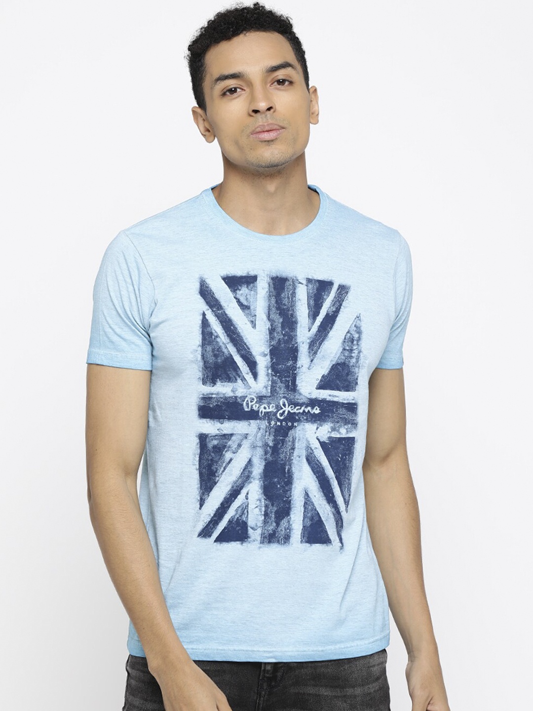 

Pepe Jeans Men Blue Printed Round Neck T-shirt