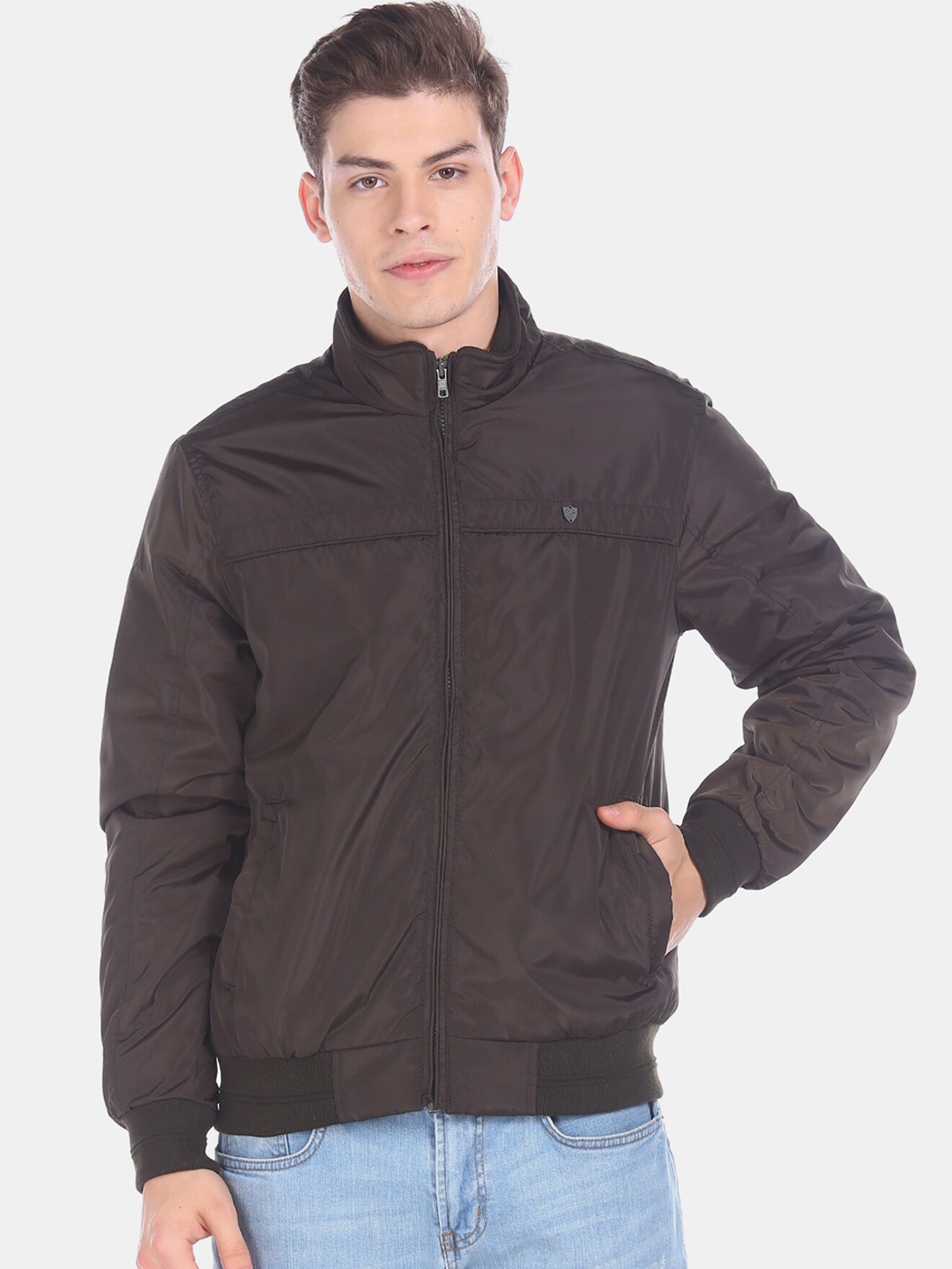 

Ruggers Men Coffee Brown Solid Bomber