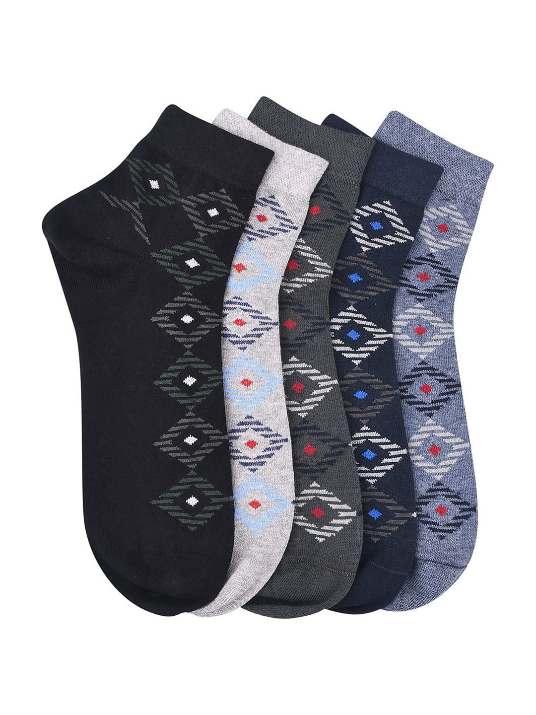 

VINENZIA Men Pack Of 5 Assorted Ankle-Length Socks