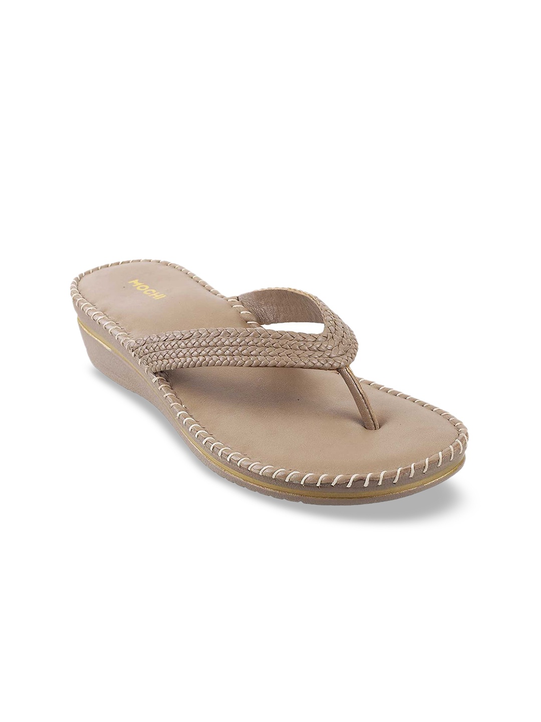

Mochi Women Beige Woven Design Comfort Heels