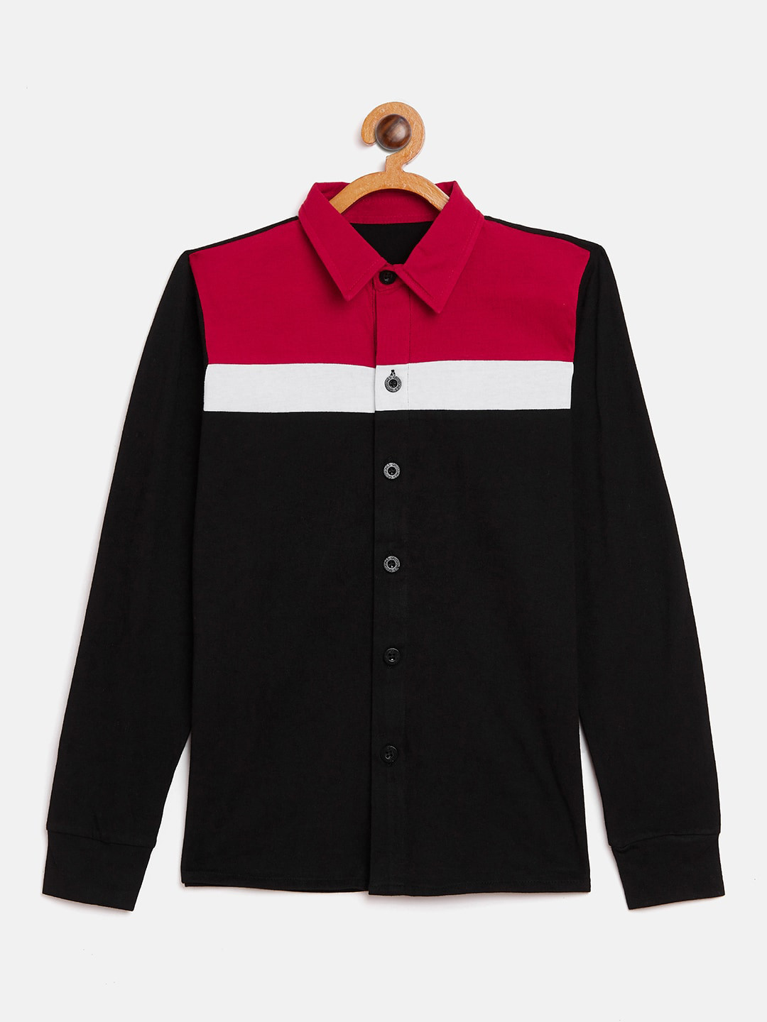 

GRITSTONES Boys Black Regular Fit Colourblocked Casual Shirt