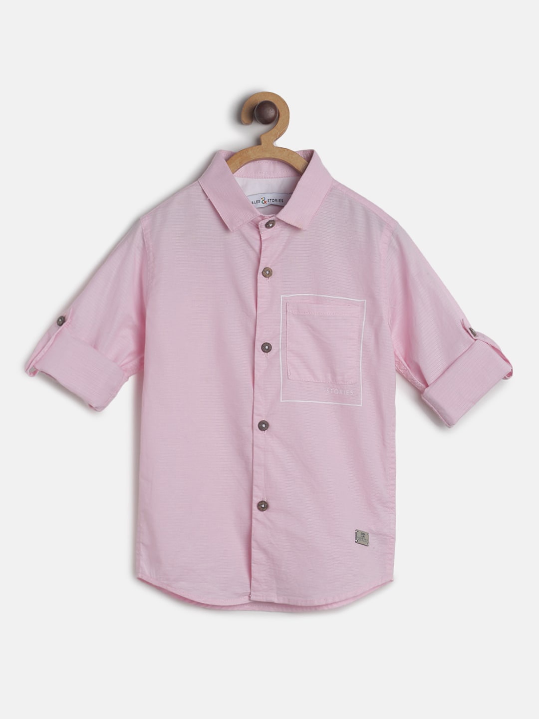 

TALES & STORIES Boys Pink Regular Fit Solid Casual Shirt