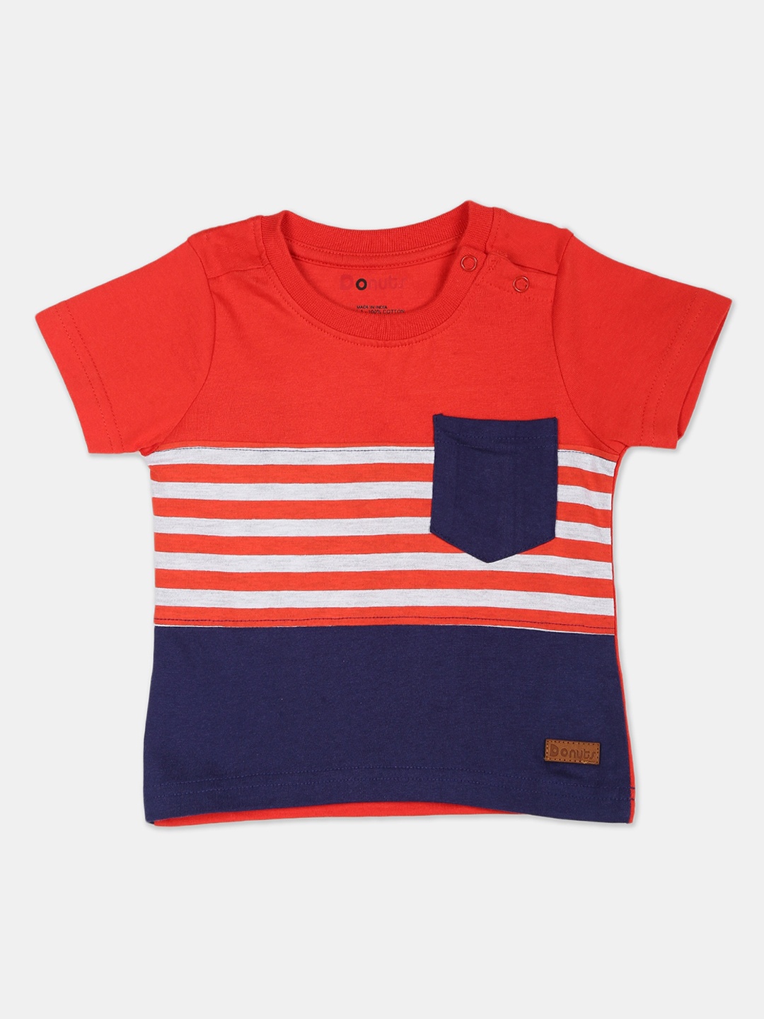 

Donuts Boys Red Colourblocked Round Neck T-shirt