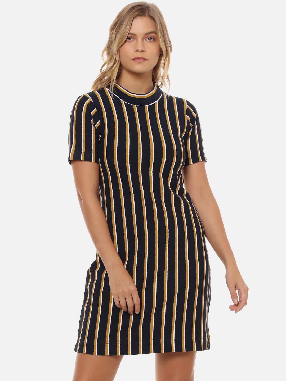 

Campus Sutra Women Multicoloured Striped Bodycon Dress, Multi