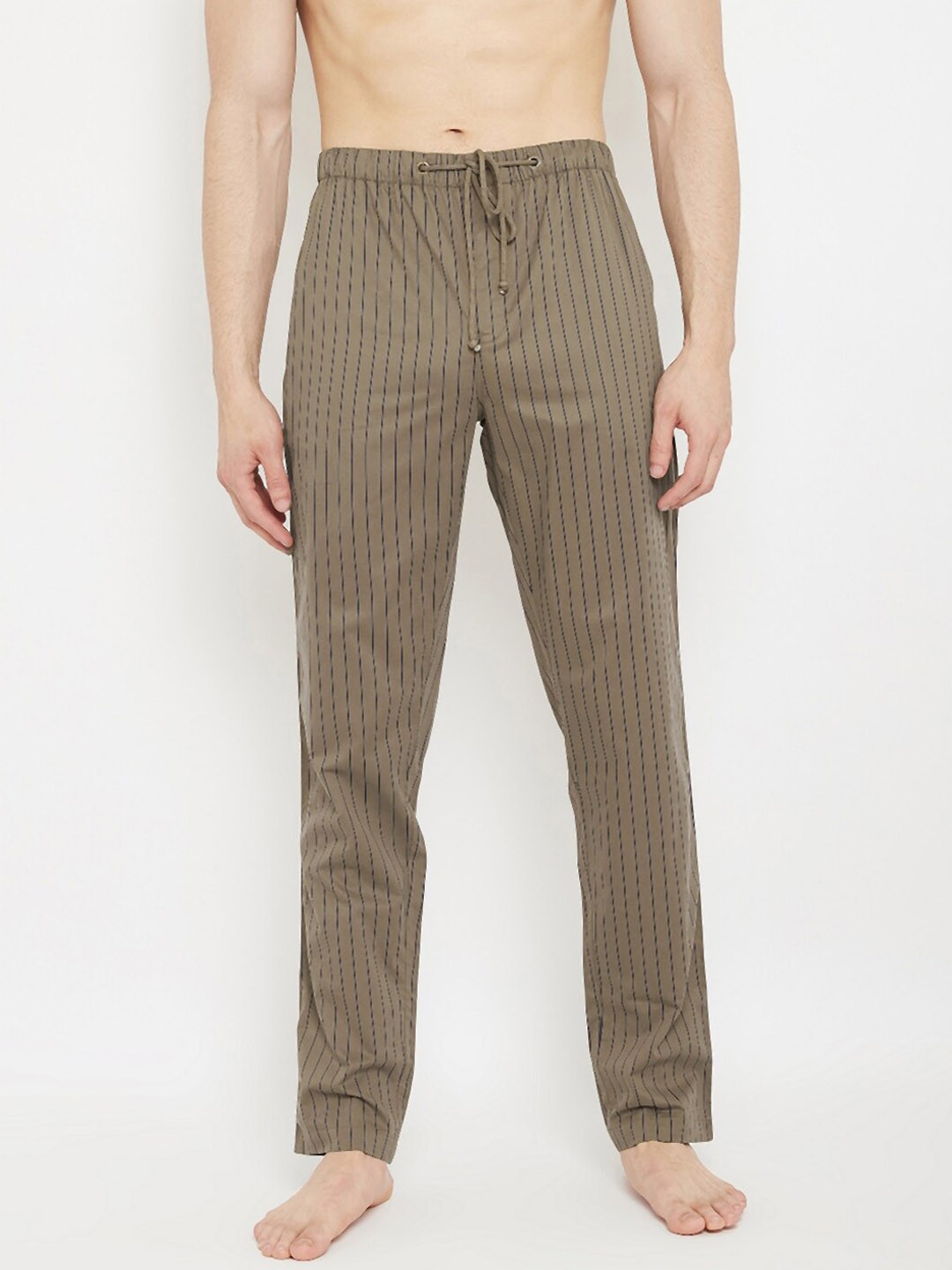 

Crimsoune Club Men Brown & Navy Blue Striped Lounge Pants