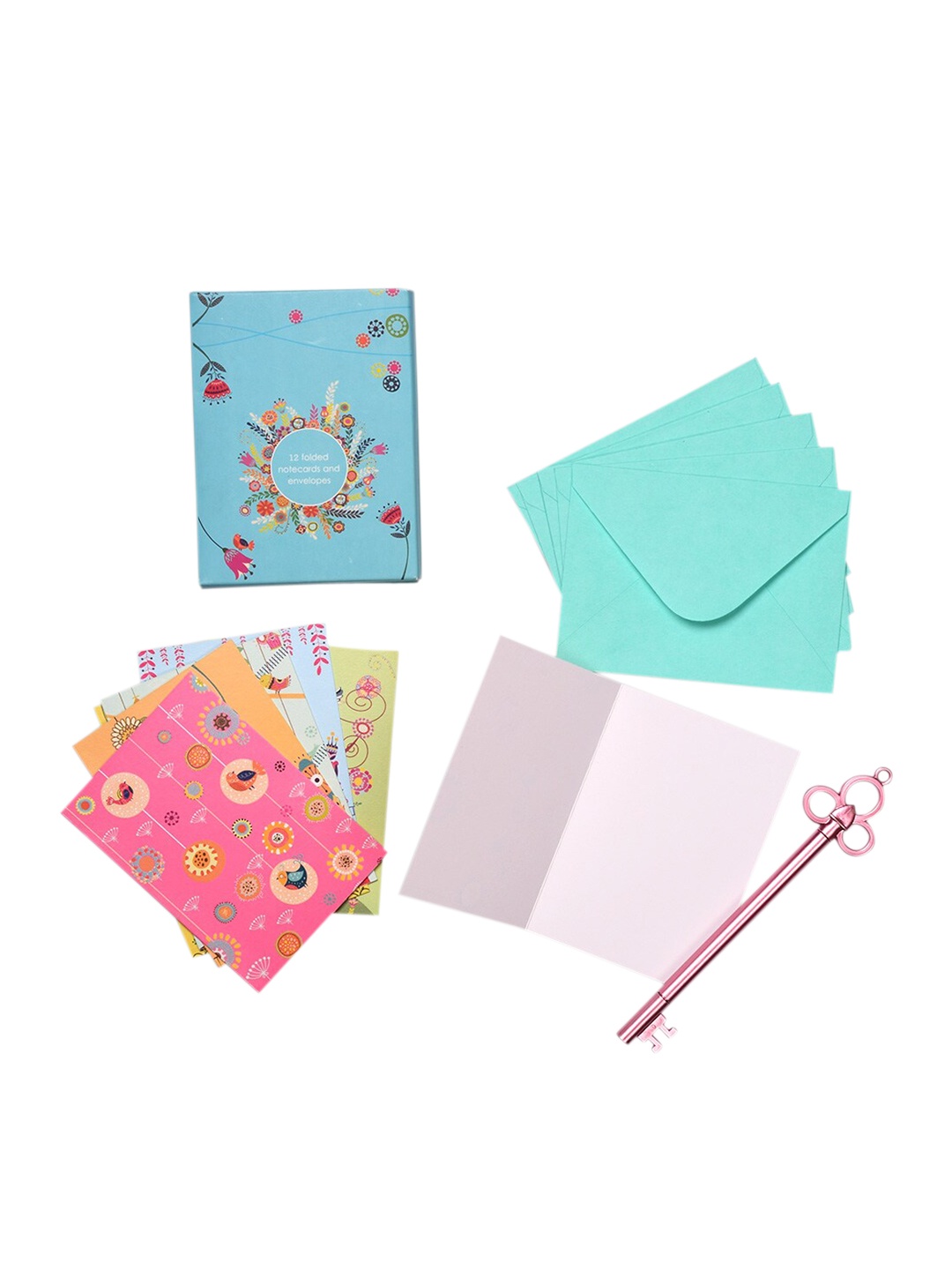 Doodle Set Of 12 Multicoloured Treasure Trove Notecards With Envelope, Multi