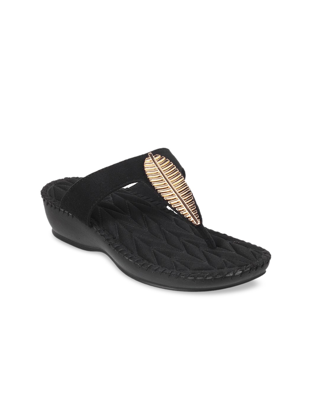 

Mochi Women Black & Gold-Toned Embellished Wedges