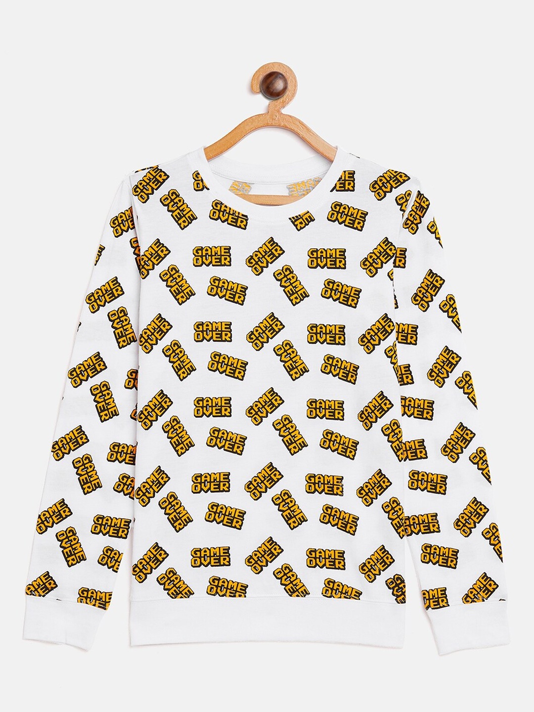 

GRITSTONES Boys White & Yellow Printed Round Neck T-shirt
