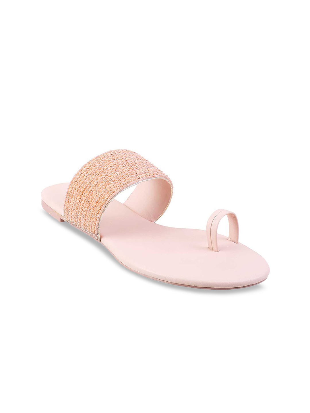 

Mochi Women Pink Solid One Toe Flats