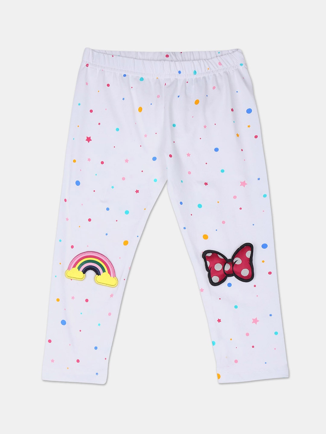 

Colt Girls White & Pink Printed Ankle-Length Leggings