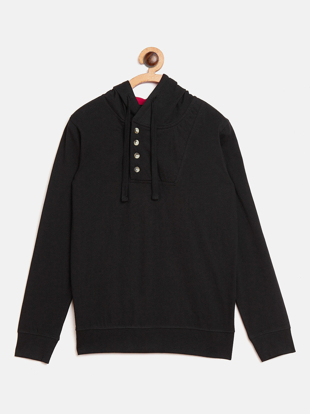 

GRITSTONES Boys Black Solid Hood T-shirt